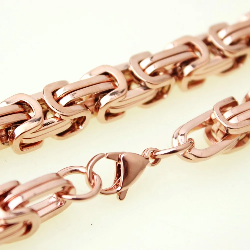 4/6/8mm Rose Gold Tone Box Chain Byzantine Necklace Mens Stainless Steel Wholesale Price Jewelry | Украшения и аксессуары