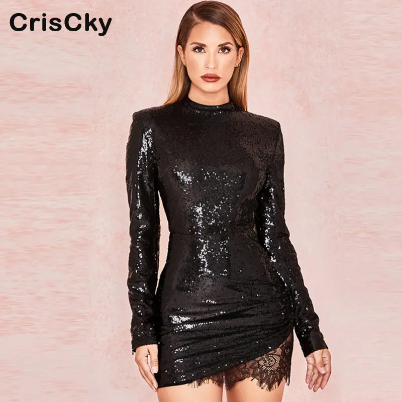 CRISCKY модное сексуальное облегающее мини платье для женщин с круглым вырезом и