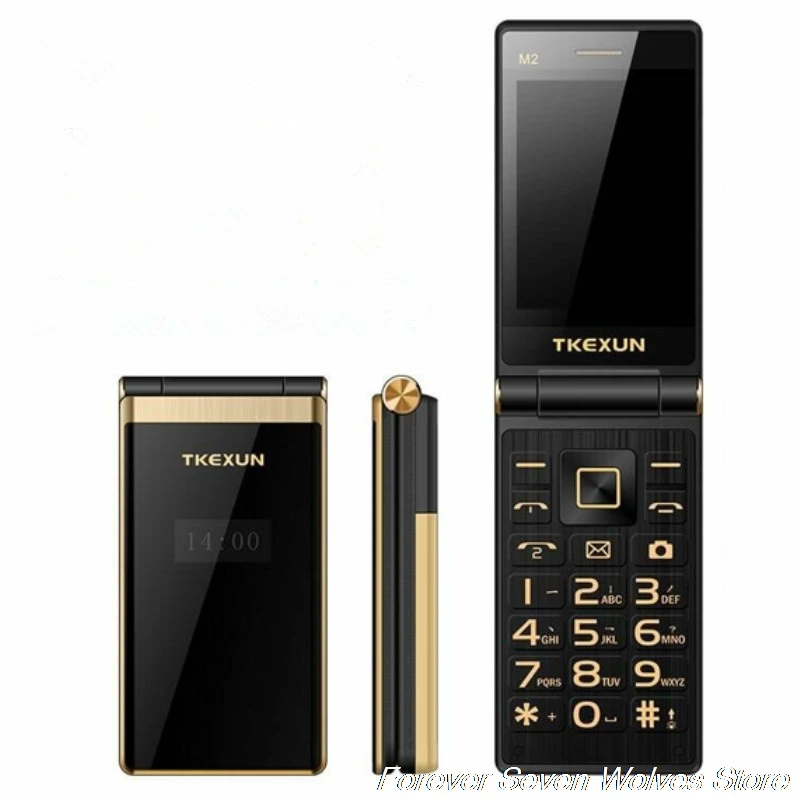 Original TKEXUN M2 Flip Metal Body Phone Dual Screen Big Battery Big Keyboard 3.0 Handwriting Screen Mobile Cellphone Clamshell