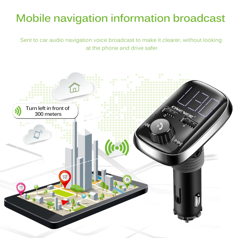 Onever беспроводной Bluetooth MP3 плеер FM передатчик модулятор Автомобильный комплект