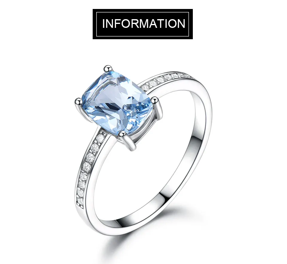 UMCHO подлинные 925 пробы серебряные кольца для женщин Небесно голубой топаз драгоценный камень пасьянс кольцо Свадебные романтические обручальные ювелирные изделия Новинка