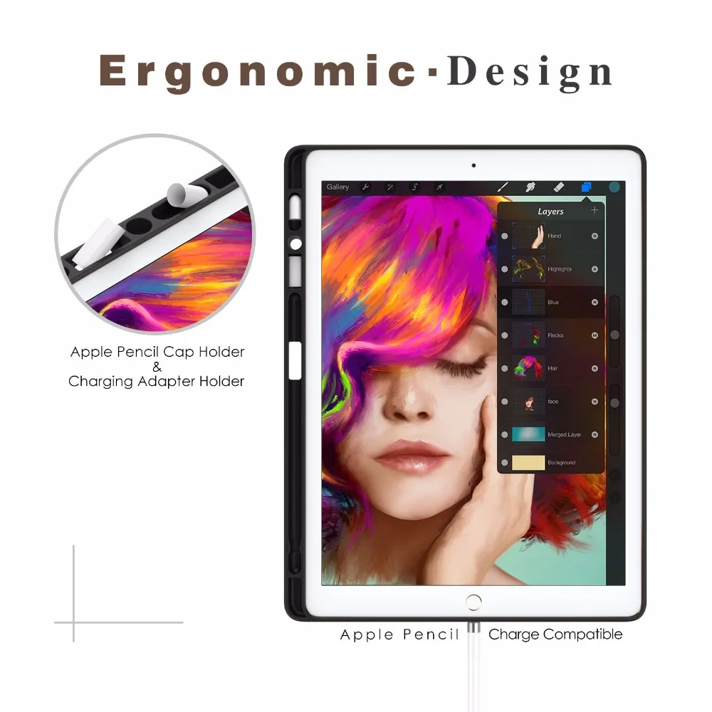 Чехол MoKo для iPad Pro 12,9 / с держателем карандаша Apple-тонкий легкий смарт-чехол с подставкой и функцией автоматического пробуждения