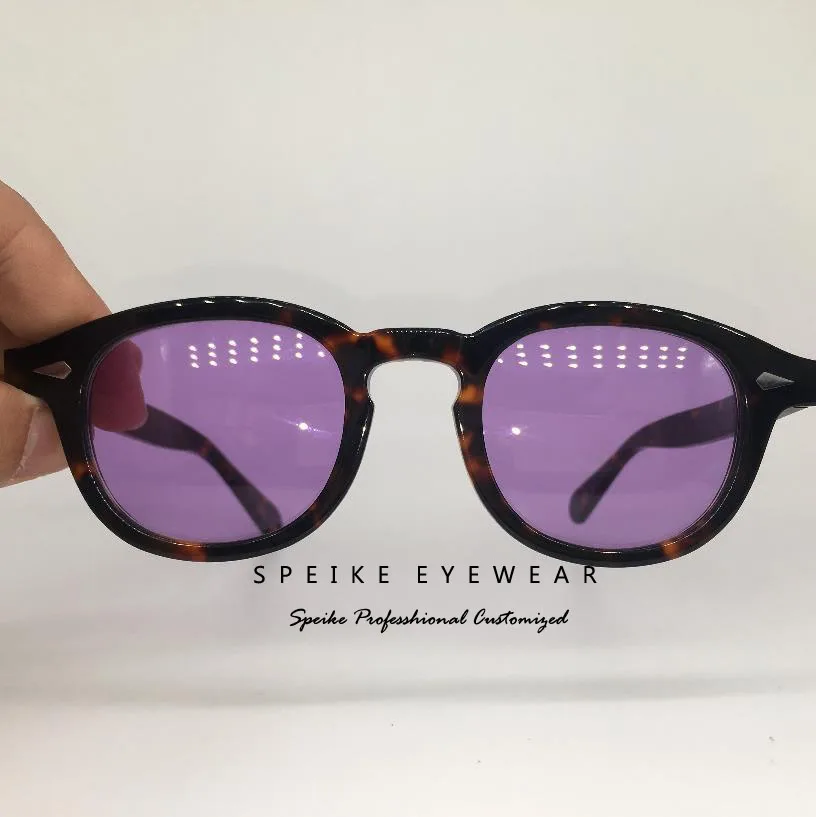 Tortoise frame SPEIKE, индивидуальные винтажные фиолетовые линзы, солнцезащитные очки, Джони Депп, лемтош, стиль ретро, очки для ночного видения, могут быть близорукими, солнцезащитные очки - Цвет линз: Tortoise frame