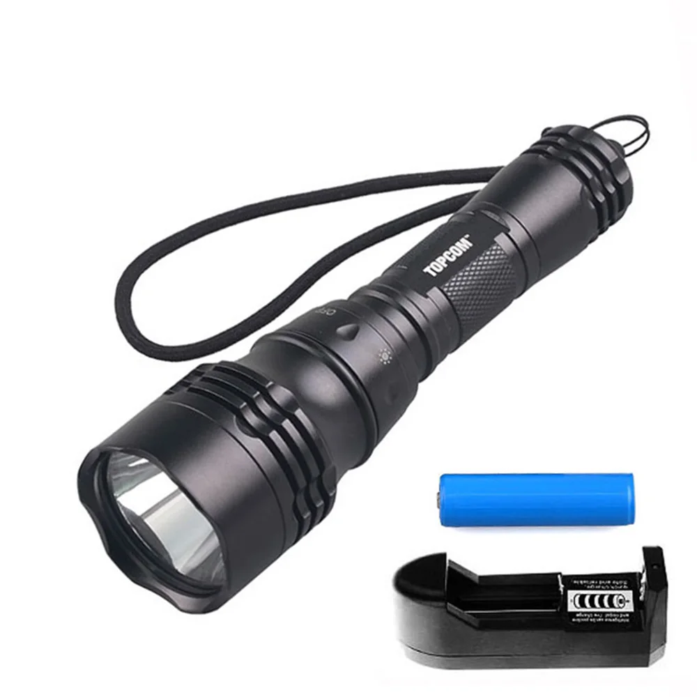 TP-56-Black-Battery TOPCOM фонарик для дайвинга XML T6 Водонепроницаемый яркий фонарь Регулируемый для подводного фонарика перезаряжаемый аккумулятор и зарядное устройство - Испускаемый цвет: TP-56-Black-Battery