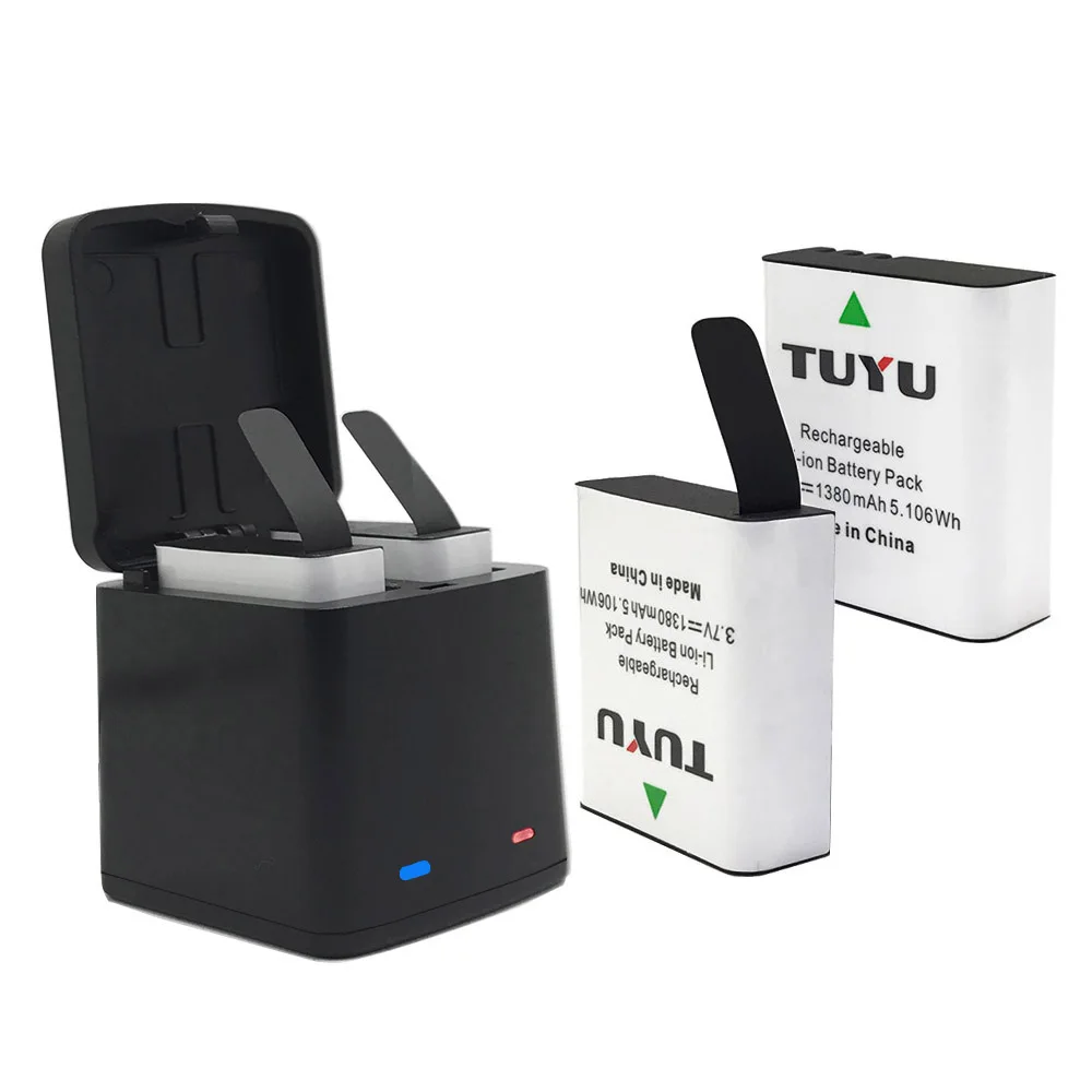 Аккумуляторная батарея TUYU для экшн камеры 1380 мАч с usb зарядным устройством Eken H9 H8R