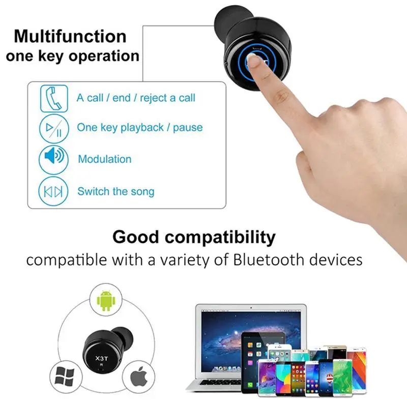 XLSTO X3T наушники с сенсорным управлением мини беспроводные Bluetooth спортивные