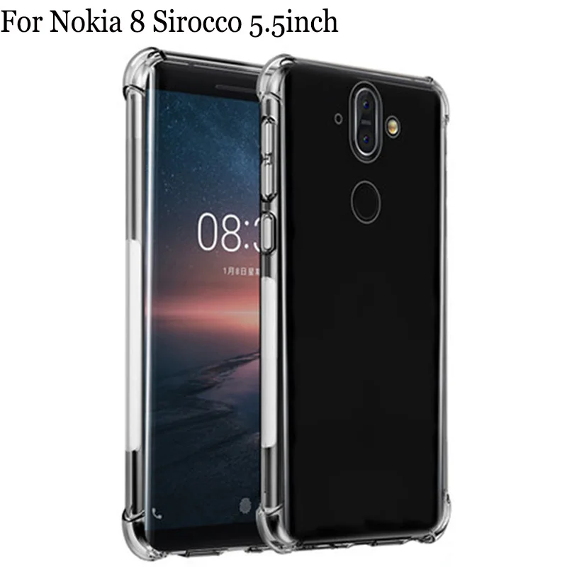 2 шт. для Nokia 8 Sirocco чехол мягкий прозрачный ТПУ телефон чехлы Nokia8 задняя крышка shell |