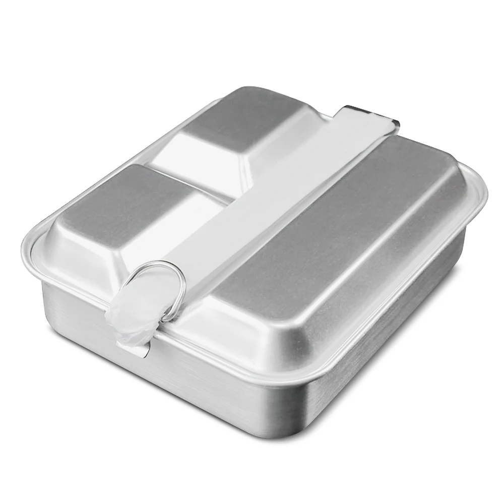 Алюминий 2-в-1 Еда Bento Коробки для обедов Еда контейнер легкий Еда контейнер для хранения Открытый Кемпинг Пикник Ланч Бокс - Цвет: Белый