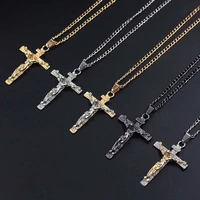 vintage classic punk statement necklaces trendy male crucifix cross jesus piece necklaces men jewelry xlct017