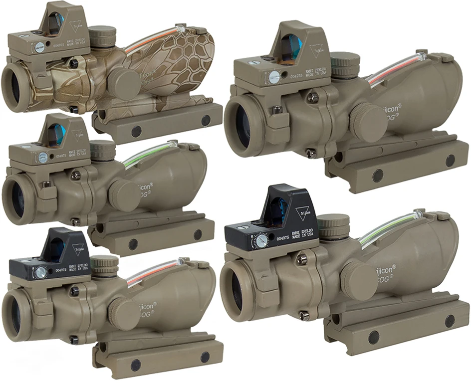 Trijicon ACOG 4X32 оптический прицел CAHEVRON сетка волокно зеленый красный с подсветкой Оптический прицел с RMR мини Красный точка зрения