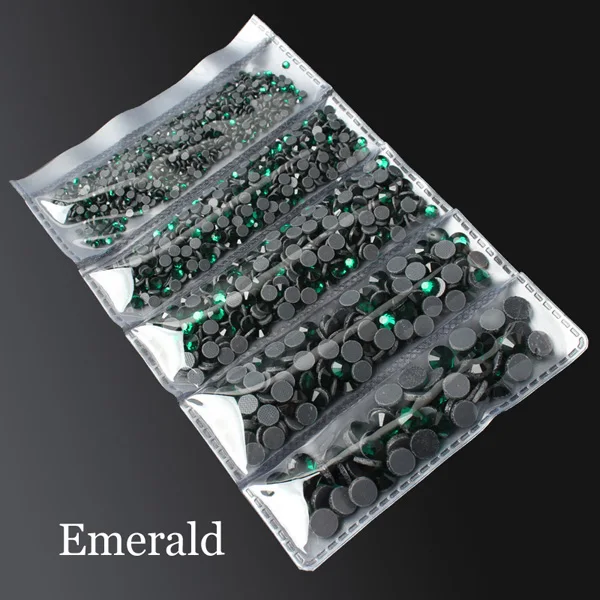 Emerald 2000 шт разные размеры Горячая фиксация Стразы SS6-SS30 5 размеров отдельная упаковка с плоской задней частью камни - Цвет: Emerald
