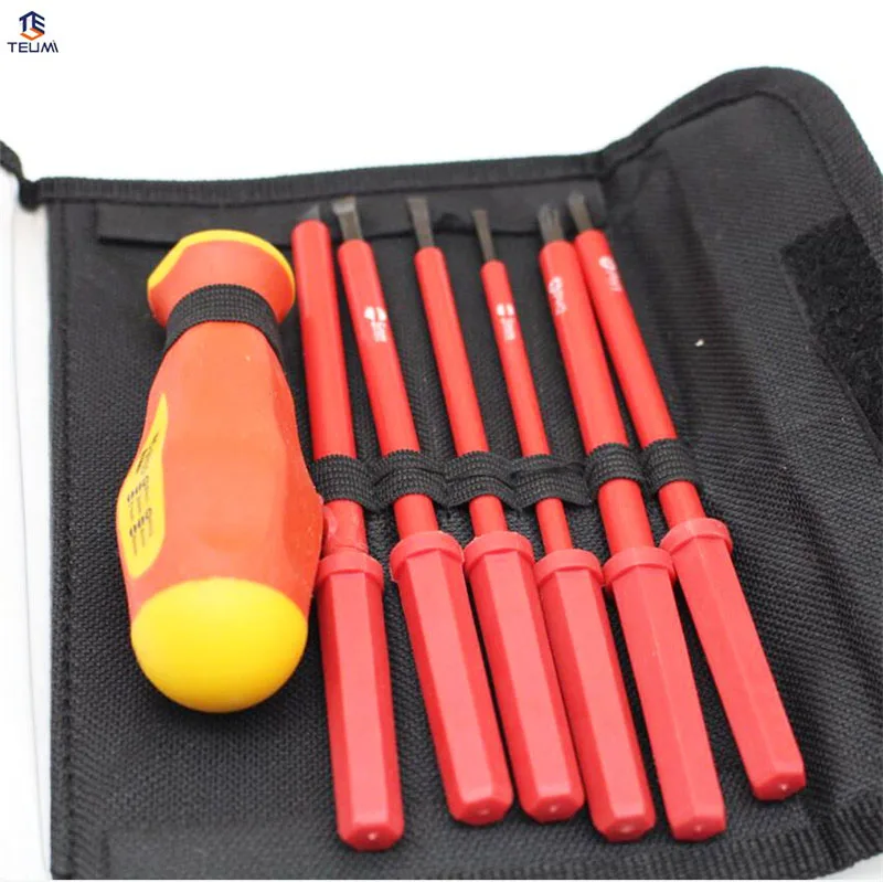 

Teumi Insulated Screwdriver Set Electrician Dedicated Slotted Phillips 1000V High Voltage Resistant Hand Tool 7PcsTorx