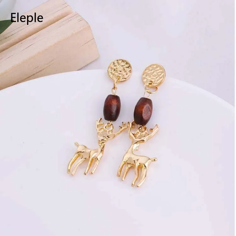 Модные креативные дизайнерские серьги в форме лося рождественские кольца для
