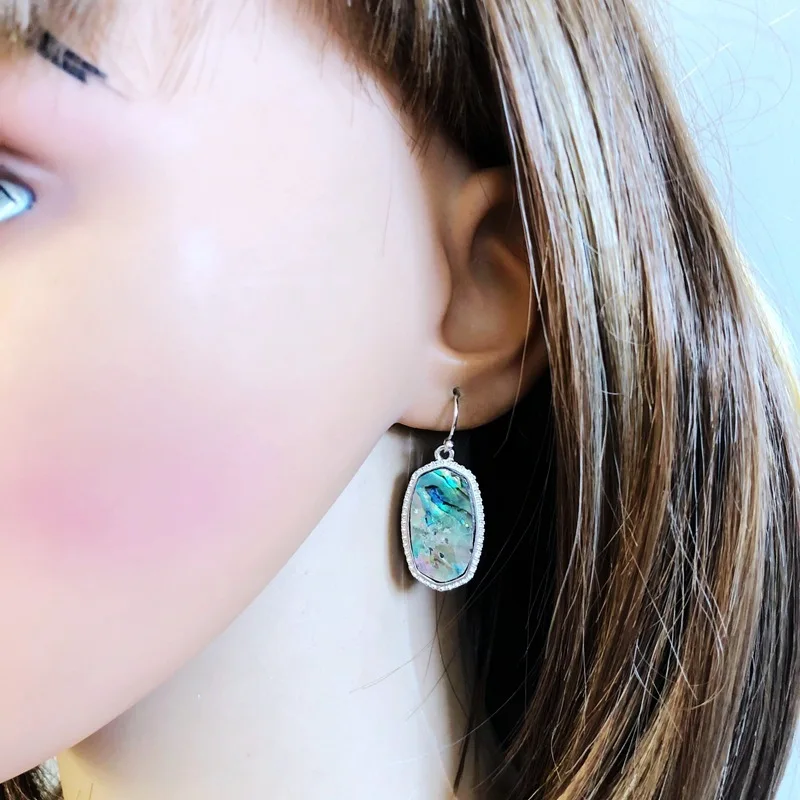 Серьги с шестигранником Abalone Модные Разноцветные серьги серебристого и золотого