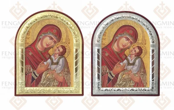 Можно заказать серебристые золотые византийские иконы Дева Мария с Иисусом