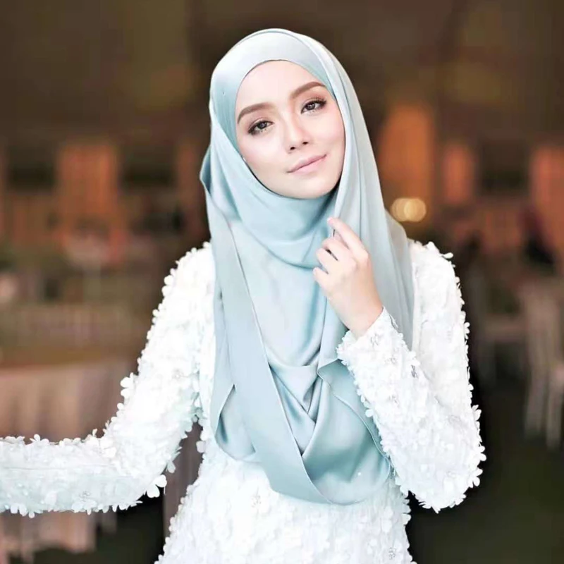 

75*180cm muslim silk scarf hijab for women islamic headscarf Malaysia plain shawl turban headwrap femme musulman scarves