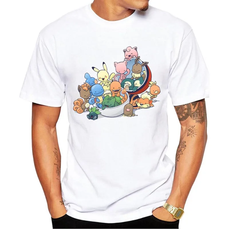 2018 НОВЫЕ ПОСТУПЛЕНИЯ Мужская модная футболка короткий рукав футболки Pokemon Go духи