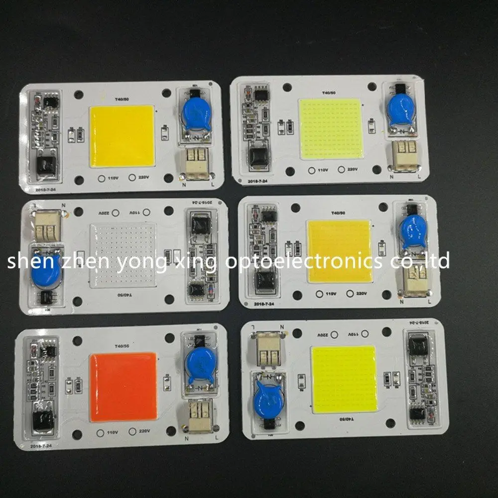 Затемнения светодиодный COB лампы Чип диод 50 Вт AC110V 220V Вход Smart IC драйвера