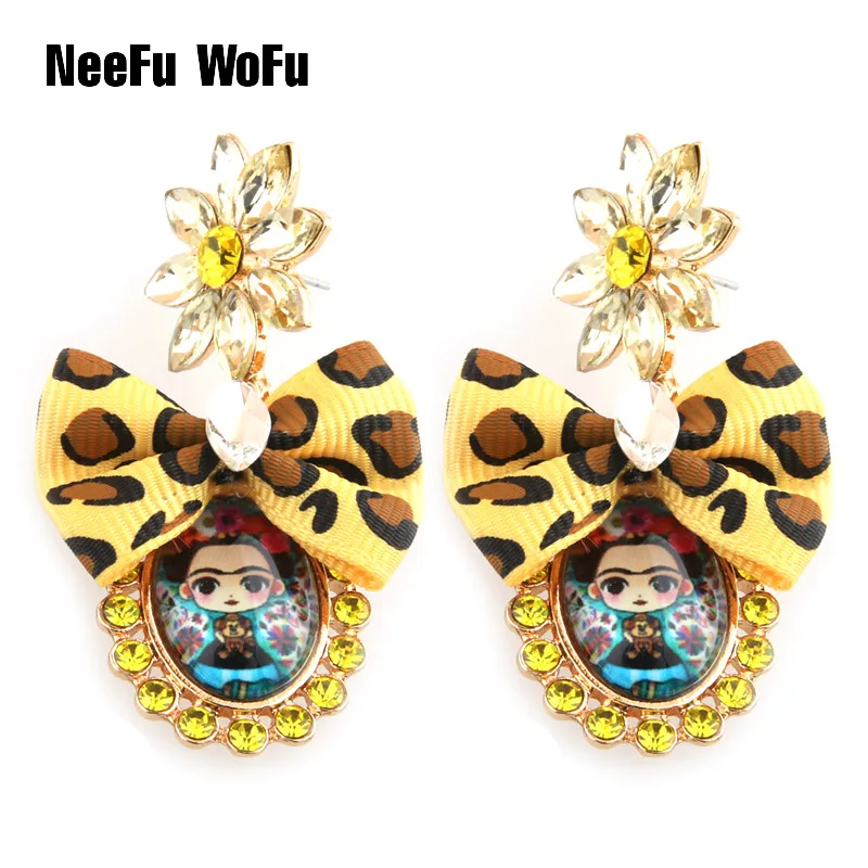 NeeFu WoFu висячие серьги с кристаллами большие Овальные желтые длинные воплощение