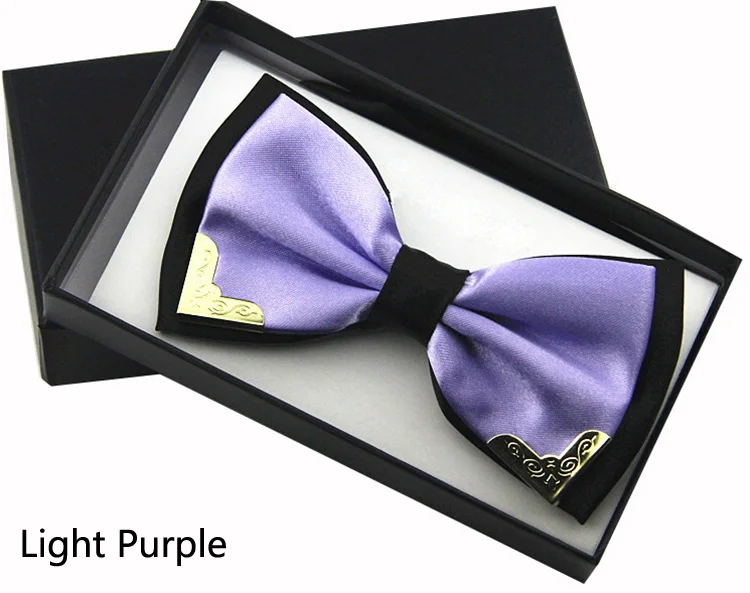 light purple Jbersee роскошный бутик Модные металлические галстуки-бабочки для мужчин и женщин Свадебная вечеринка бабочка галстук-бабочка Gravata тонкий черный галстук-платок - Цвет: light purple