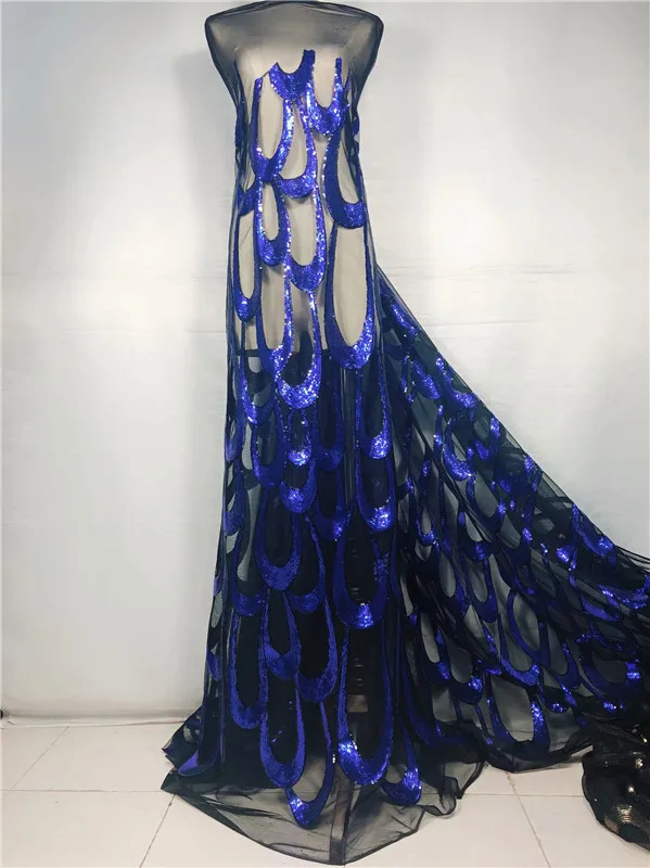 Ярко синий цвет френч кружево 5 ярдов/партия дешевая африканская кружевная ткань