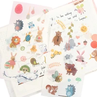 15packslot cute cartoon animal adhesive sticker decoration seal sticky label gifts for kids stationery wholesale
