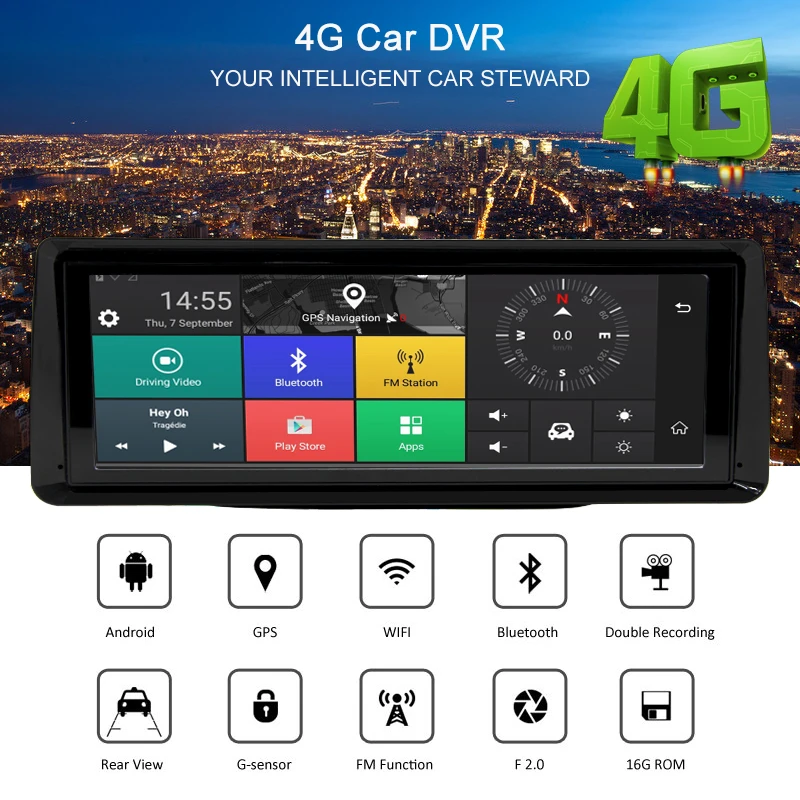 Bluavido 8 &quotips 4G Android ADAS Автомобильный видеорегистратор gps навигация 1080P Dashboard с