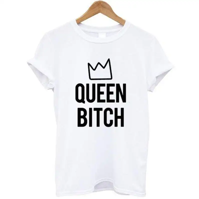 Женская футболка с принтом Queen Bitch хлопковая Повседневная забавная Женский Топ Yong