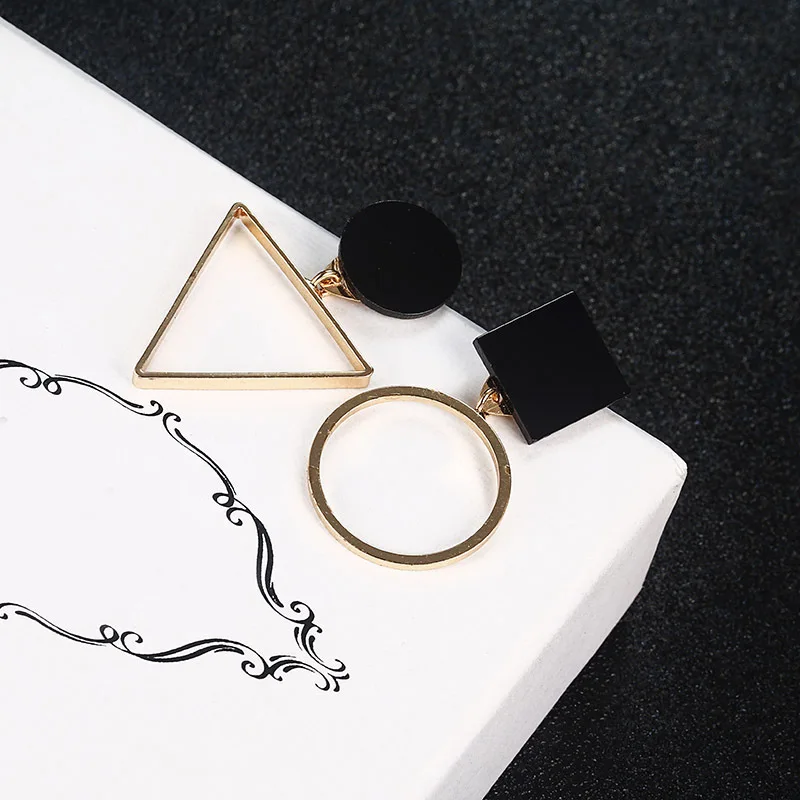 New Fashion Geometric Stud Earrings For Women Round Triangle Design Elegant Birthday Wedding Gift Brincos | Украшения и