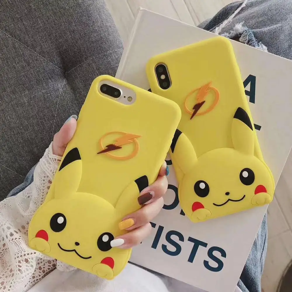 Мягкий силиконовый чехол с 3D рисунком Пикачу для iPhone 6 6s Plus X XR Xs Max 7 8 чехлы