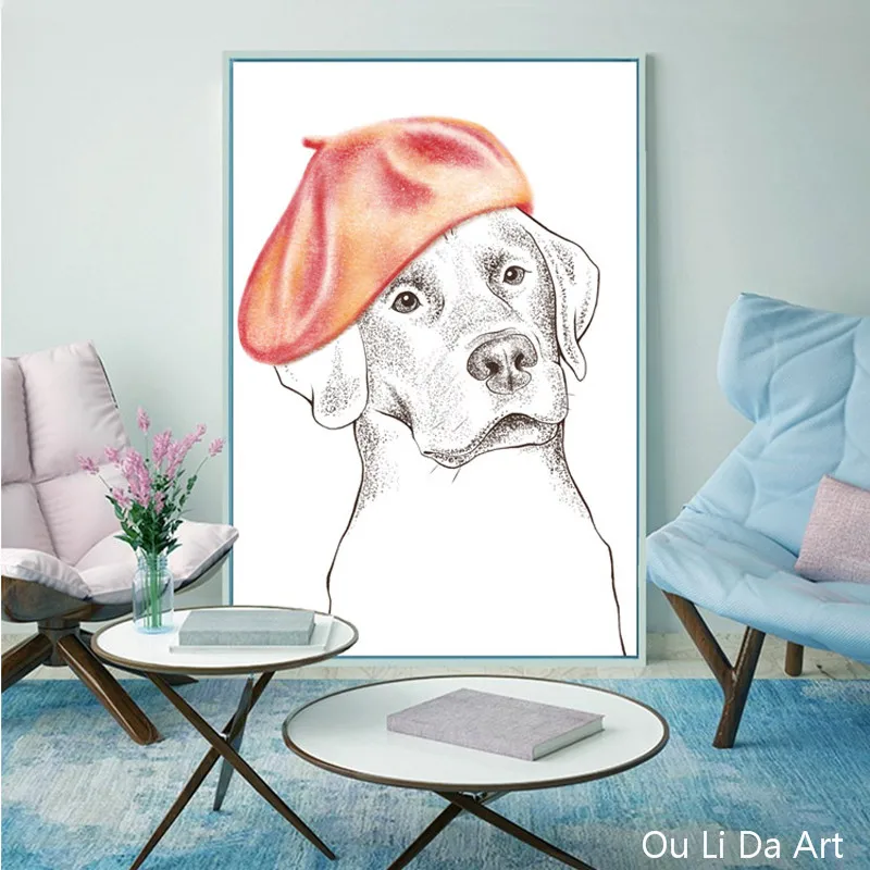 No frame abstract modern cute dog canvas printings oil painting printed on kid room wall art decoration picture | Дом и сад