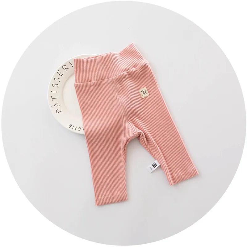 Pink Детские брюки хлопковые леггинсы для маленьких девочек демисезонные штаны для маленьких мальчиков детские брюки леггинсы для новорожденных - Цвет: Pink
