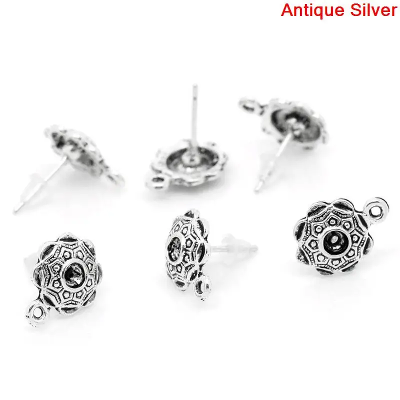 8 сезонов серьги Круглые античные серебряные цвета (можно держать ss16 горный