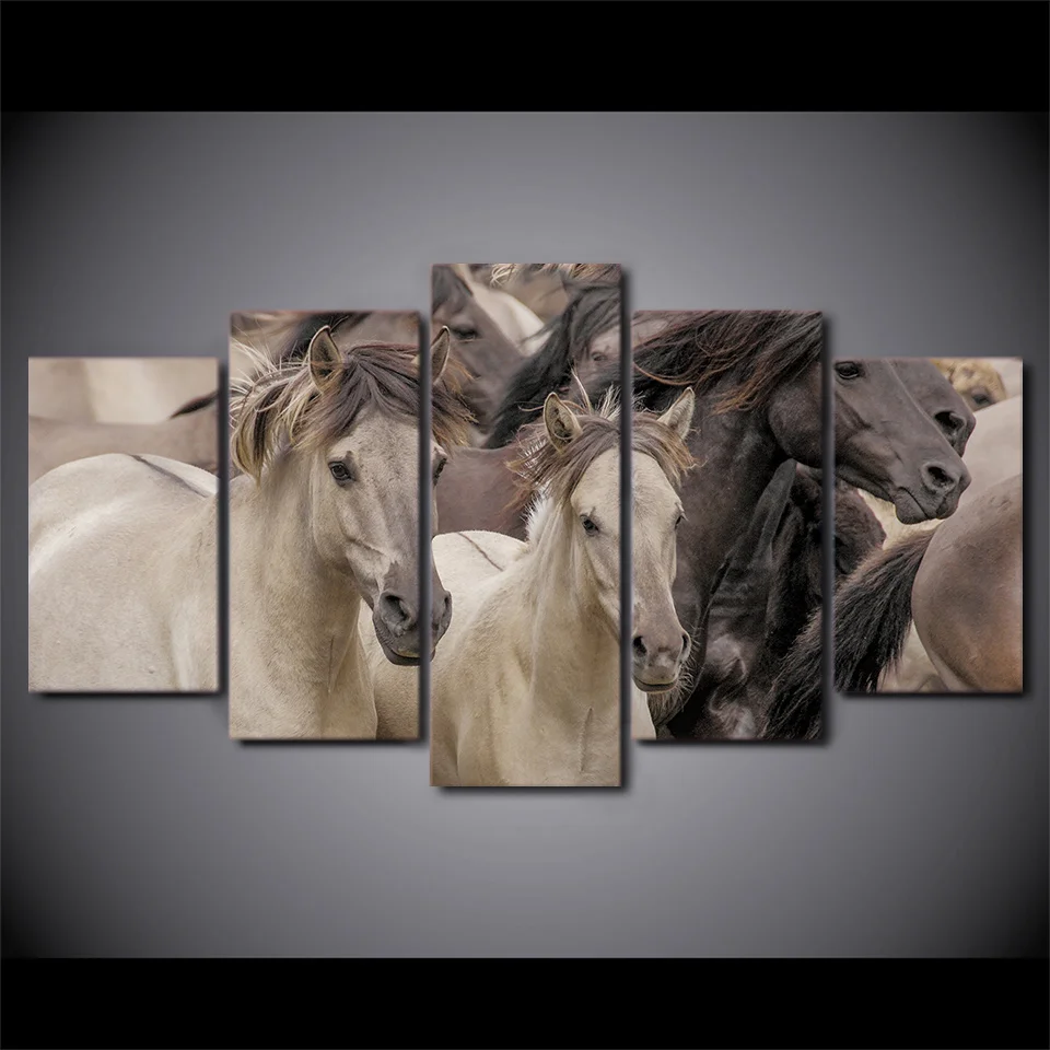HD Printed dikie loshadi koni tabun Painting Canvas Print room decor print poster picture canvas Free shipping/QQ-6026 | Дом и сад