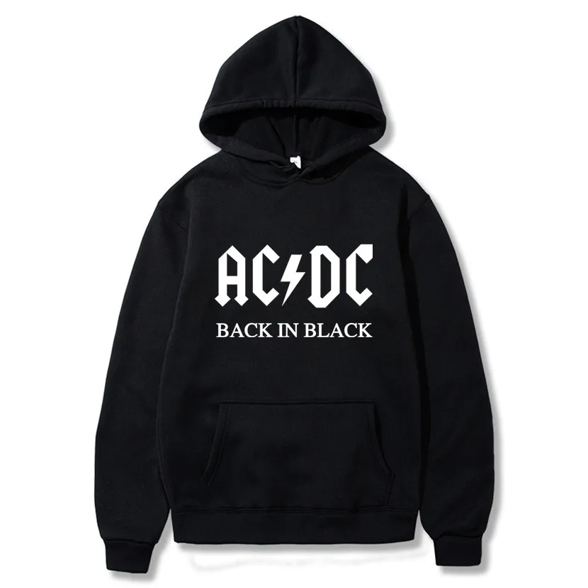 Black 72 AC DC Толстовка Мужская Хип-Хоп рок-группа ACDC черные толстовки Мужские Женские повседневные уличные куртки с капюшоном весенние зимние топы - Цвет: Black 72