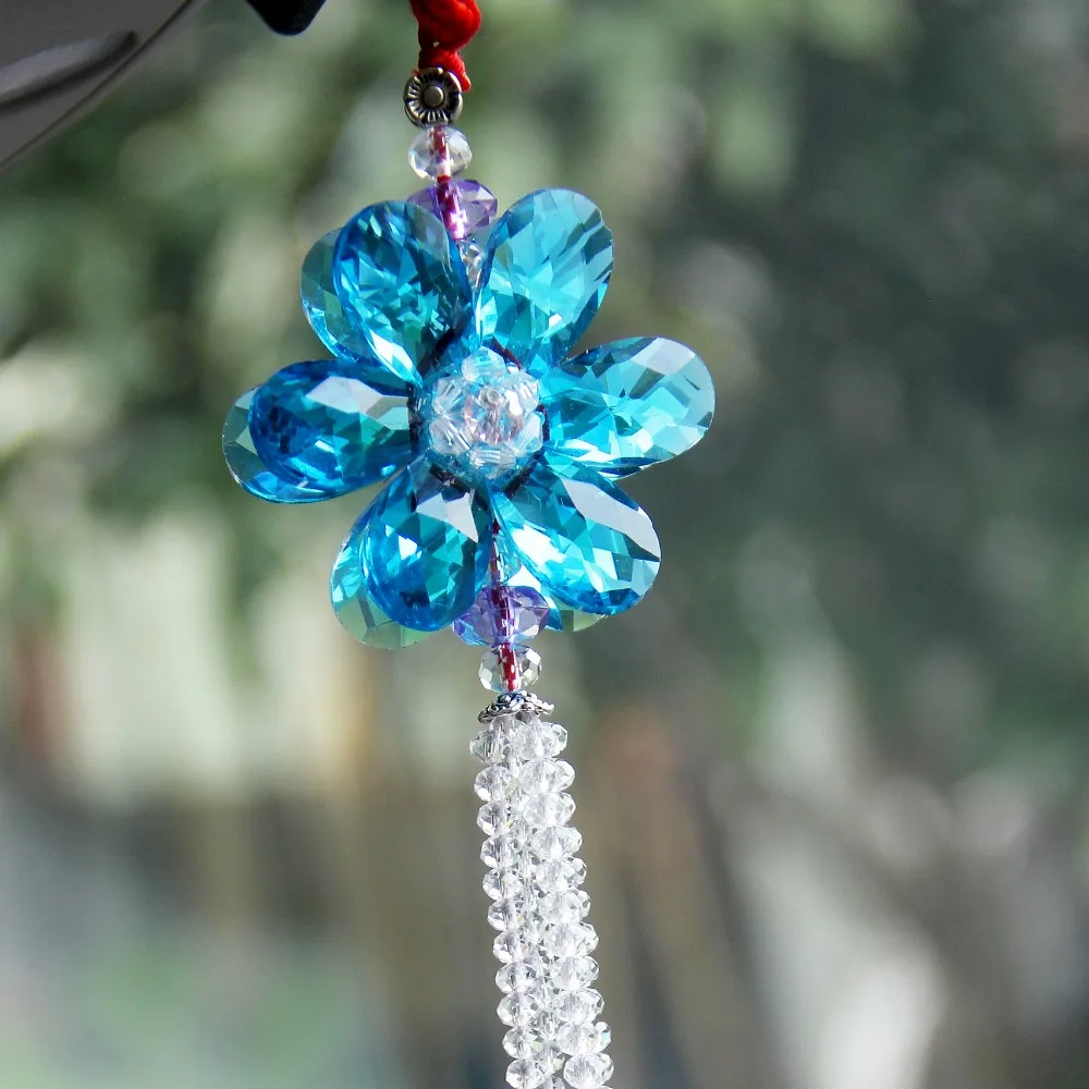 Роскошные повезло благословение цветок кристалл автомобиль Стайлинг красочные