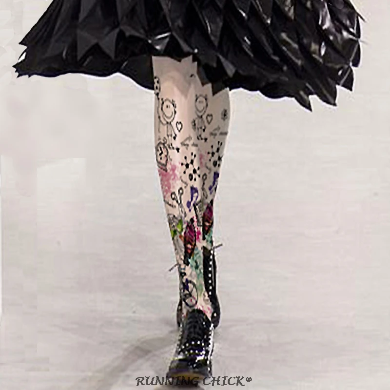 

Graffiti Colored hand-painted Cartoon Printing Pantyhose