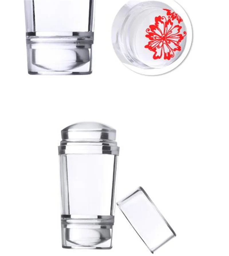 50 шт Двойные головки прозрачные силиконовые штамповки для ногтей 2 см 7 с скребком