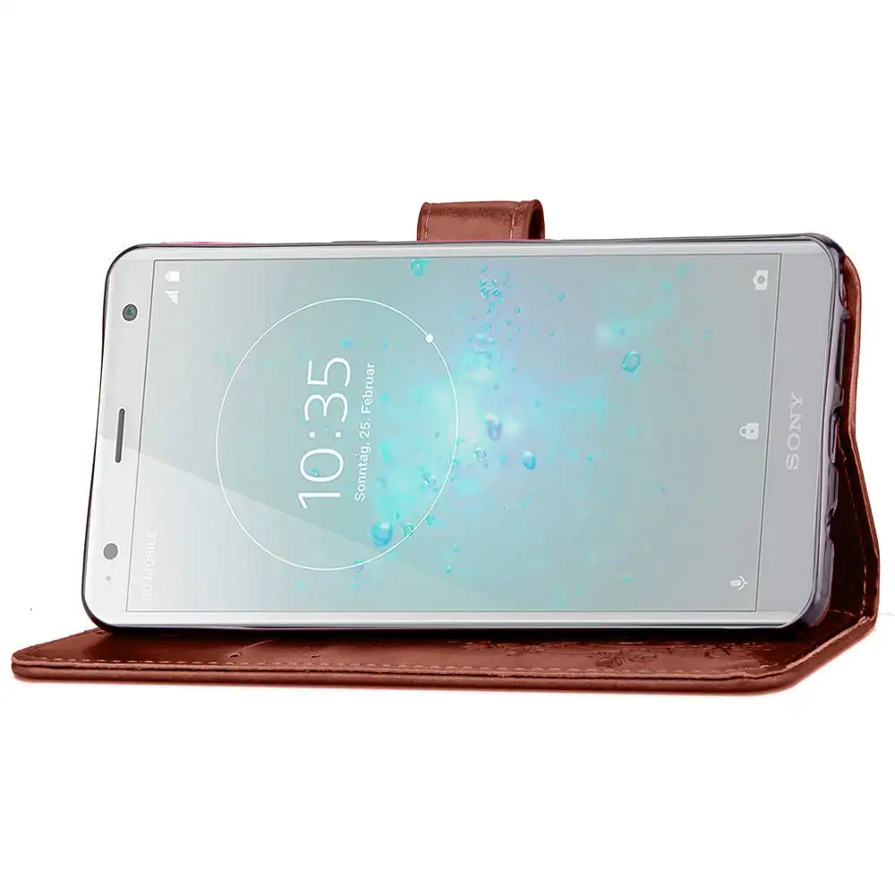 Чехол для Sony Xperia XZ2 Роскошный чехол с объемными цветами кожаный бумажник