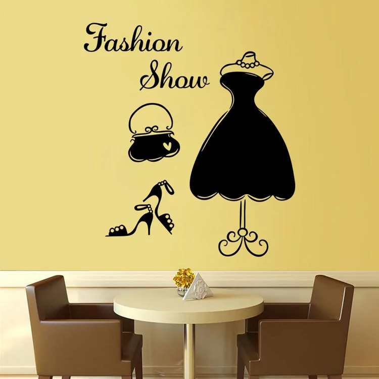 Lady Dress Designed Wall Stickers Bedroom Living Room Home Decor Purse Decotation Art Wardrobe Sticker DIY For Girls | Дом и сад