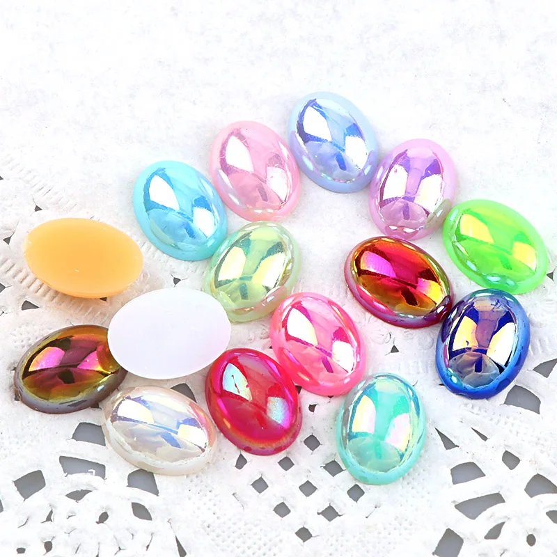 

100 Pcs 10*14mm ABS Imitation Oval Flatback Pearl Beads Decoration For DIY Accessories Jewelry Making Nail Art Phone Case