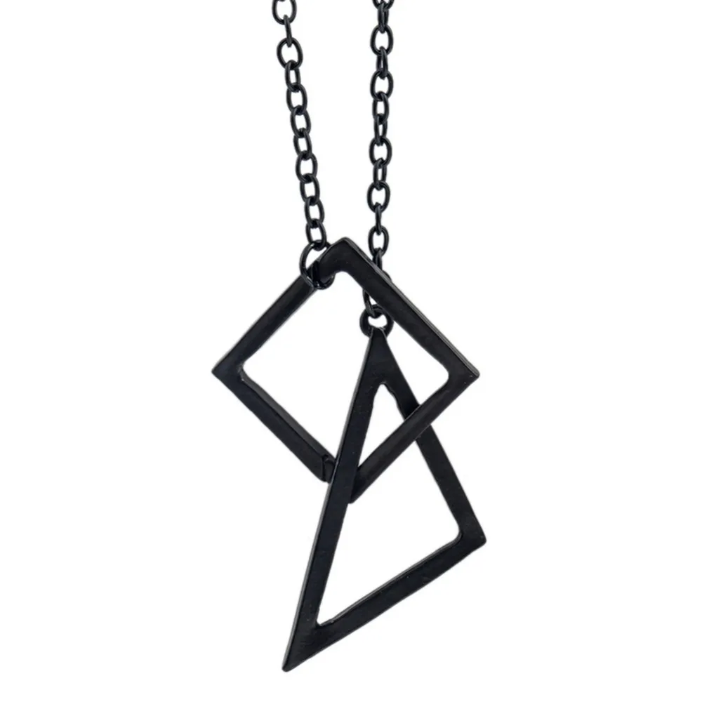 1 шт. Треугольники квадратный крест кулон ожерелья черный длинный свитер цепи
