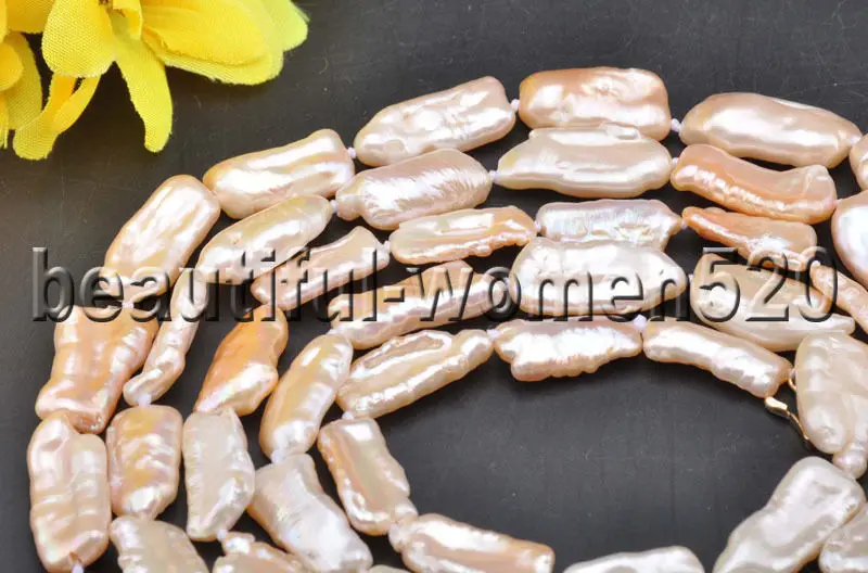 

Z8219 18mm Pink BAROQUE DENS Biwa REBORN KESHI PEARL Necklace 48inch
