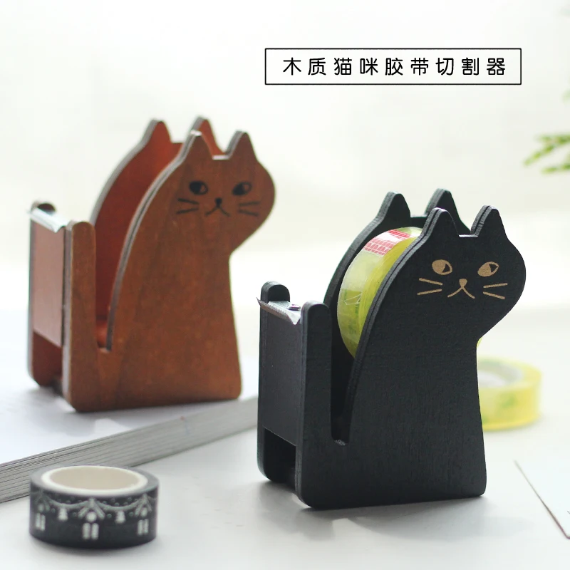 2018 Новый Диспенсер для скотча kawaii Ретро Деревянный Резак укладки кошек Миранда