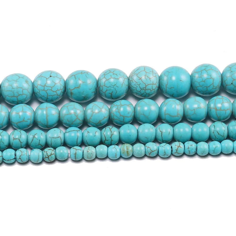 

1strand/lot Created Beads 4 6 8 10 12 mm Smooth Natural Green Turquoises Round Loose Spacer Bead For Jewelry Making DIY Necklace