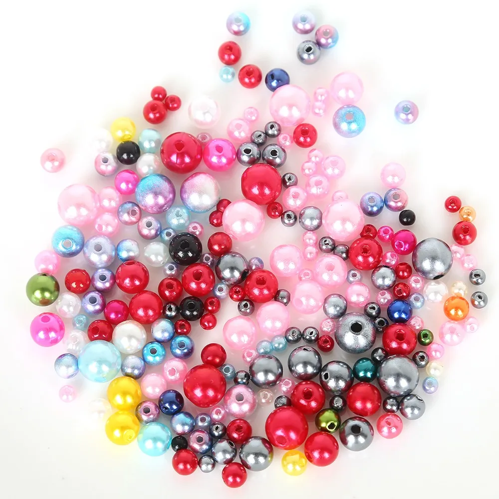 350pcs Mix 4mm-10mm Round ABS Imitation Pearls Beads Loose Spacer for Jewelry Making DIY Necklace Bracelet | Украшения и