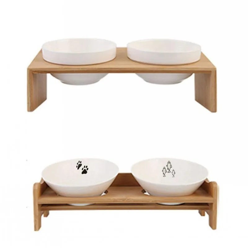 Двойная миска для домашних животных кормушка корма собак и кошек подставка воды