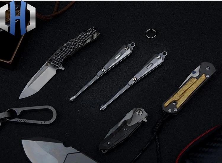 Тритиевая трубка самоосвещающаяся Ушная ложка артефакт EDC титановый сплав портативное кольцо для ключей Ушная ложка инструмент для сбора ушей