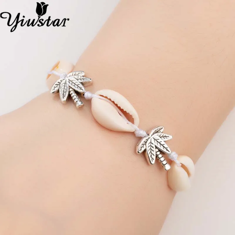 Yiustar, морские животные, черепаха, Пляжная оболочка, чокер, браслеты, для женщин, hombre, Boho, ювелирное изделие, ручная вязка, браслет, летняя раковина, подарки