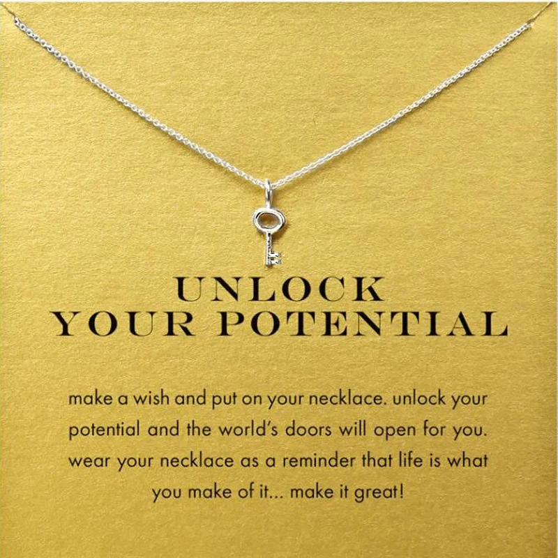 Простое ожерелье с подвеской в виде ключа карточкой вдохновляющие